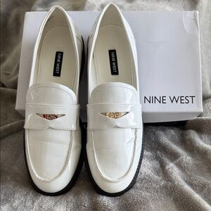 Nine West Glossy White Loafers